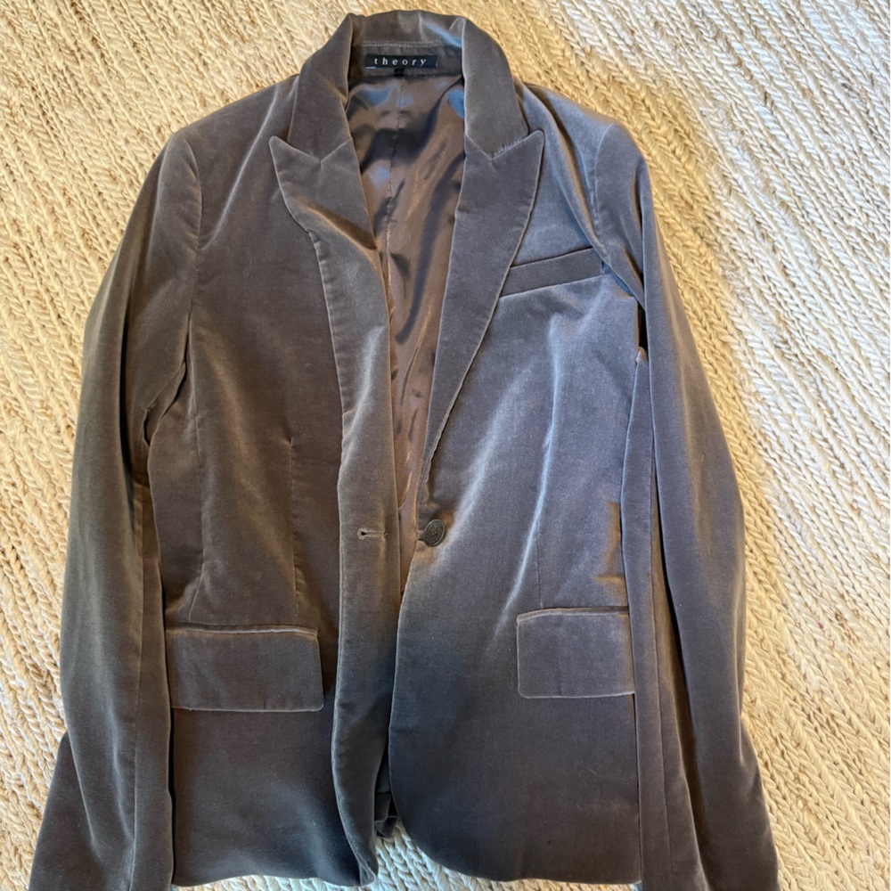 Theory gray/purple velour blazer